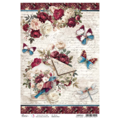 Bohemian Burgundy Rice Paper A4 Velvet Garden