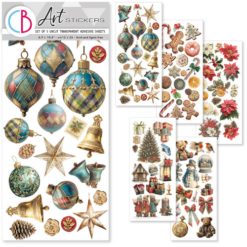 Merry & Bright Art Stickers transparent adhesive sheets 5/Pkg