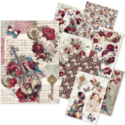 Bohemian Burgundy Rice Paper Set A5 MIXED 8/Pkg