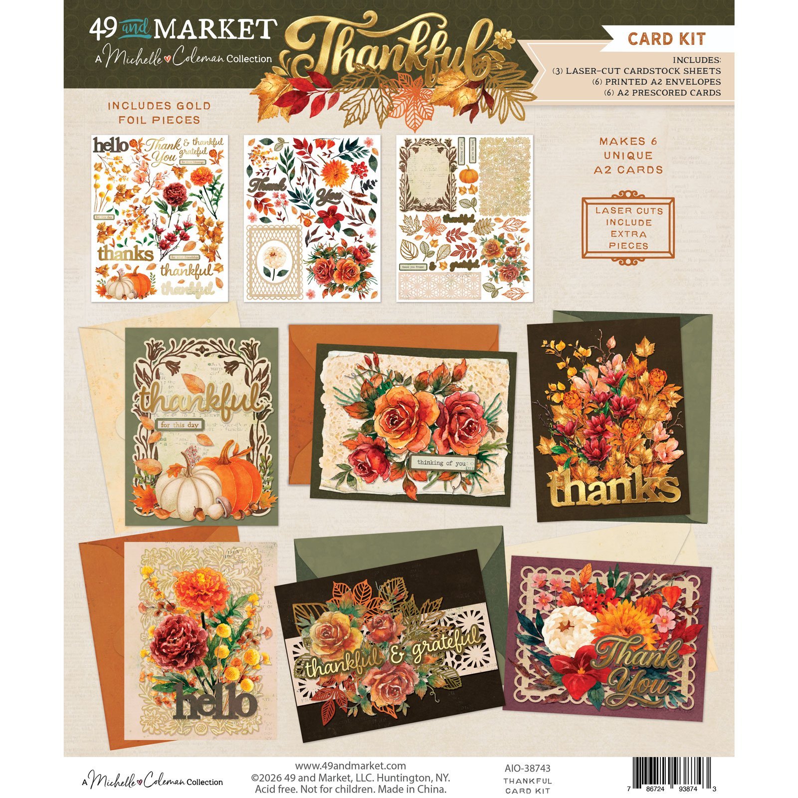 49 and Market - Thankful Card Kit with Gold Foil
