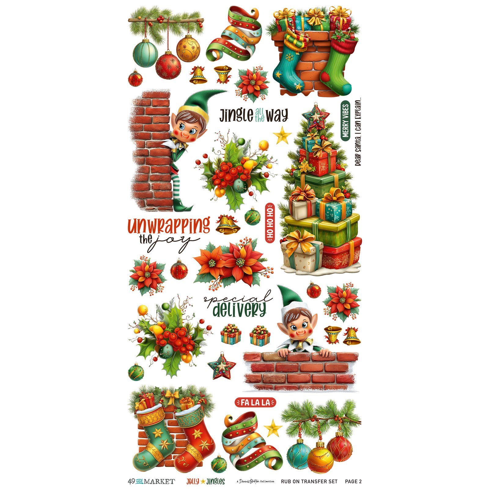 Alternative view of 49 and Market - Jolly Jingles 6 x12 Blendable Rub-on Transfer Set