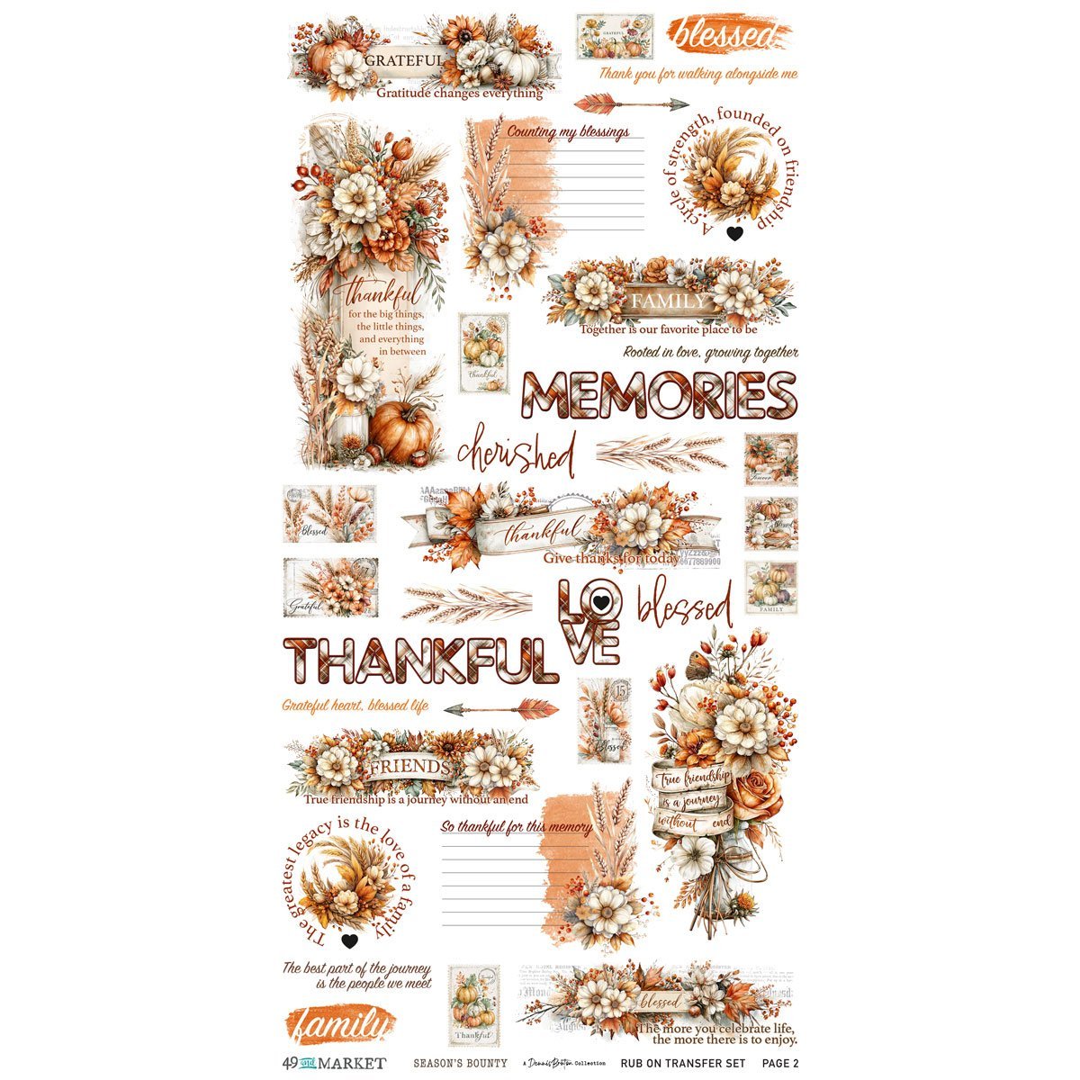 Alternative view of 49 and Market - Season's Bounty 6 x12 Essential Rub-on Transfer Set
